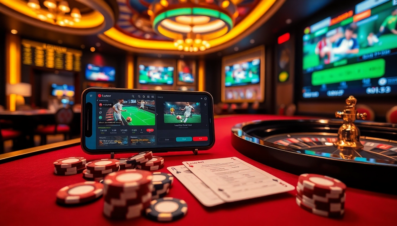 Experience excitement at Luong Son with vibrant gambling visuals, poker tables, and sports betting.