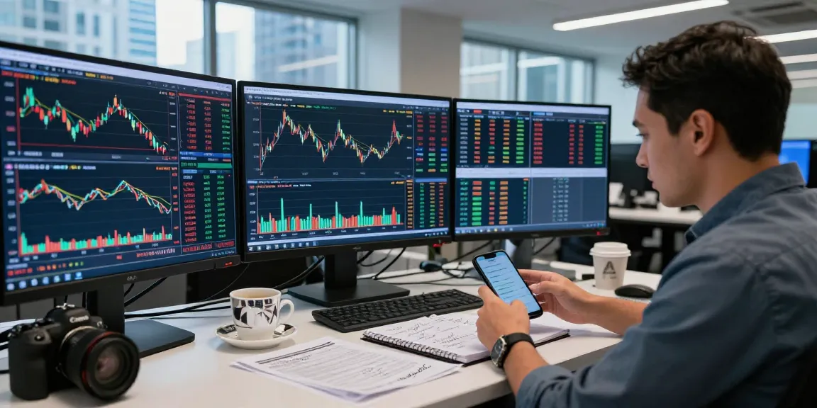 Financial trader analyzing real-time data on oil price live chart in a modern trading environment.