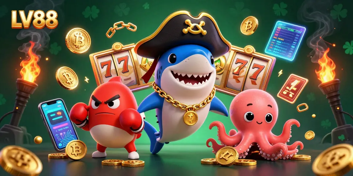 Experience thrilling gameplay at LV88 with a lively 3D cartoon illustration of casino adventures.