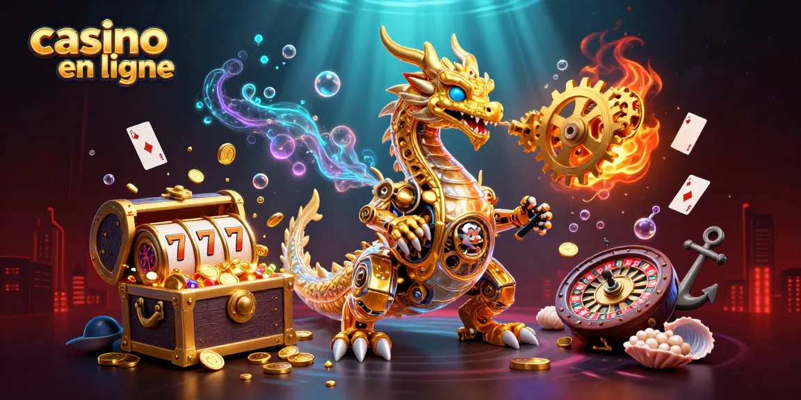 Jouez sur un casino en ligne avec des machines à sous à jackpots et un dragon doré spectaculaire.