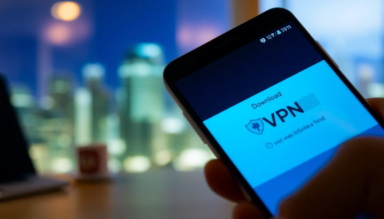 快连VPN下载 process on a smartphone in a modern tech environment