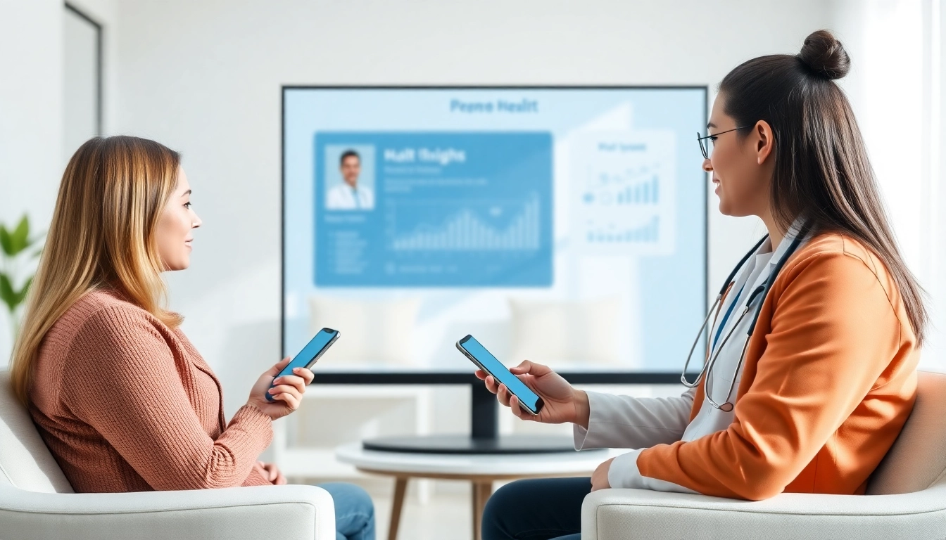 Text a licensed doctor online through a smartphone in a modern healthcare setting.
