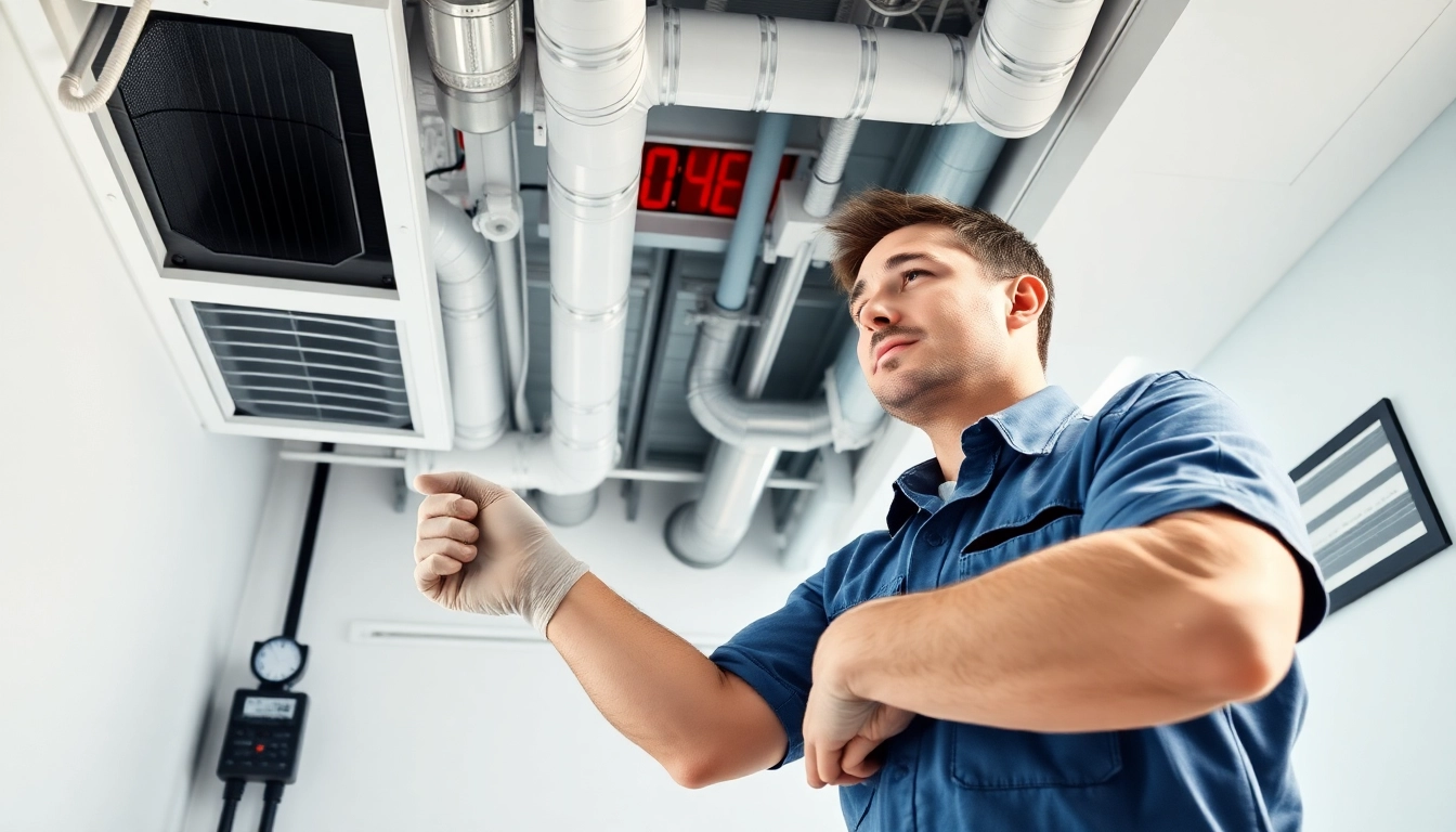 Expert technician performing HVAC cleaning for improved indoor air quality.