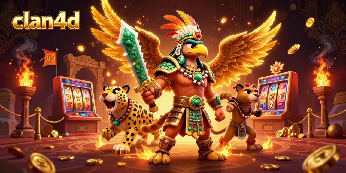 Experience thrilling gameplay at clan4d with the Aztec warrior eagle and slot machine in action.
