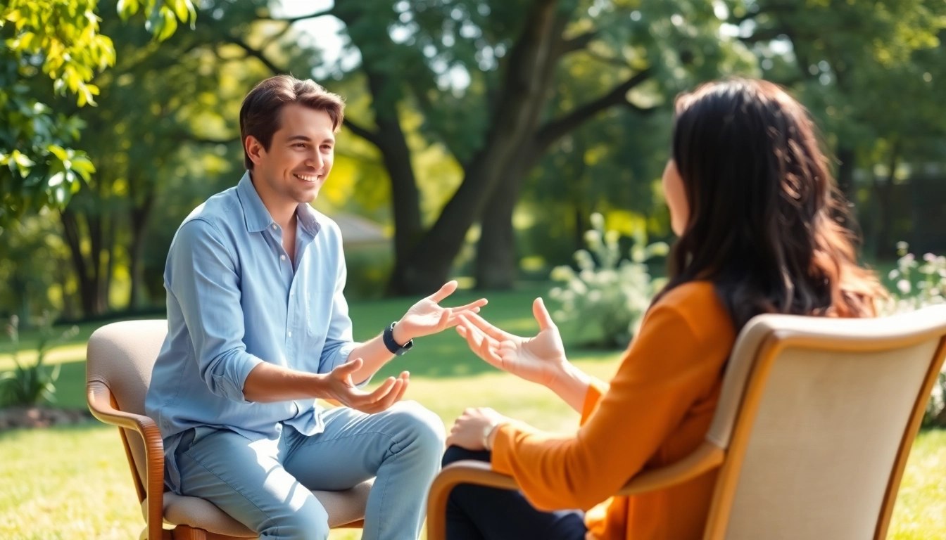 Empowerment coaching session in a natural, serene setting fostering personal growth.