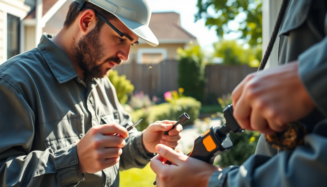 Providing same day pest service with a professional technician indoors assessing pest issues.