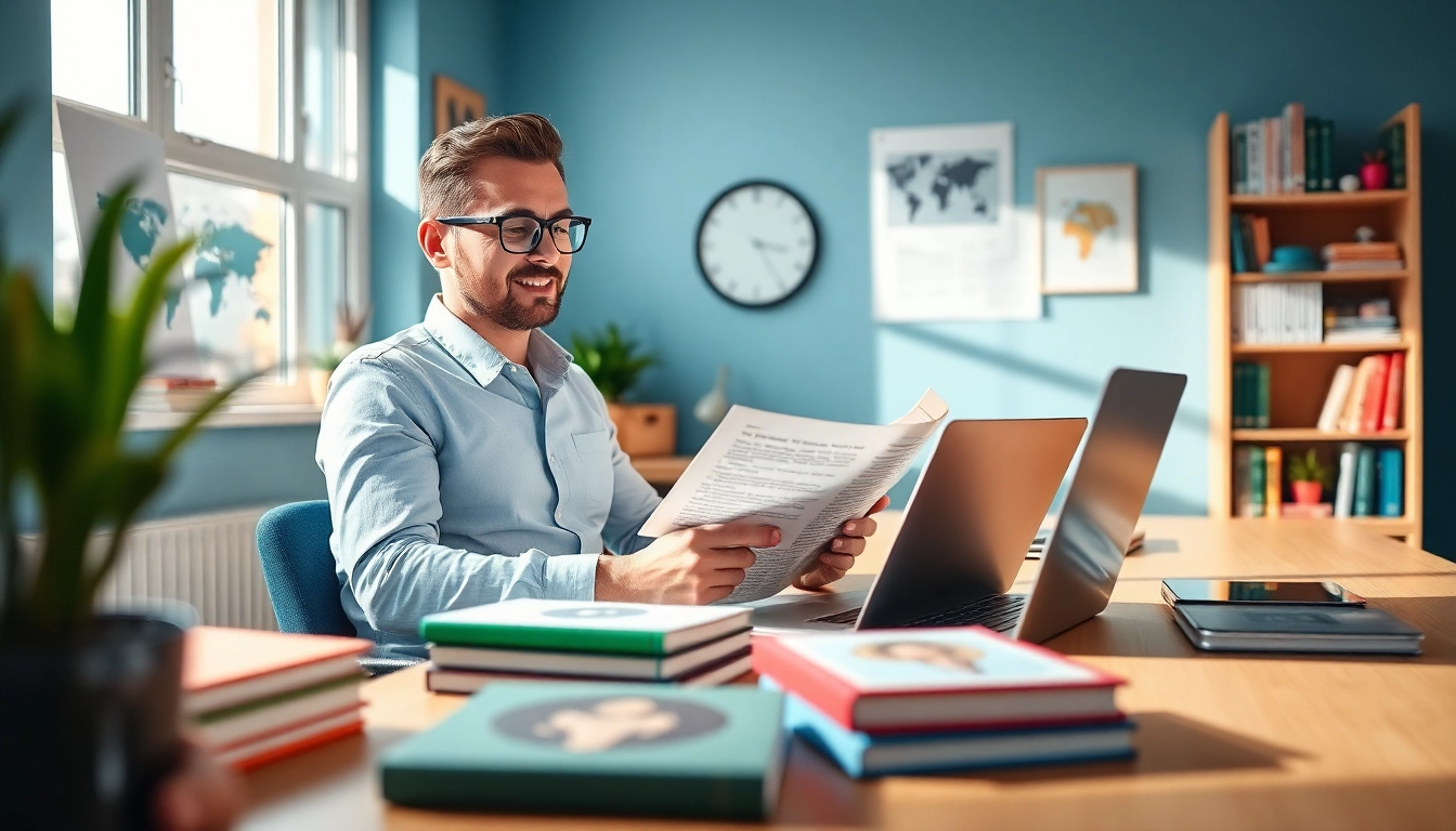Engaging scene of a professional blogger researching for their UK Blog project.