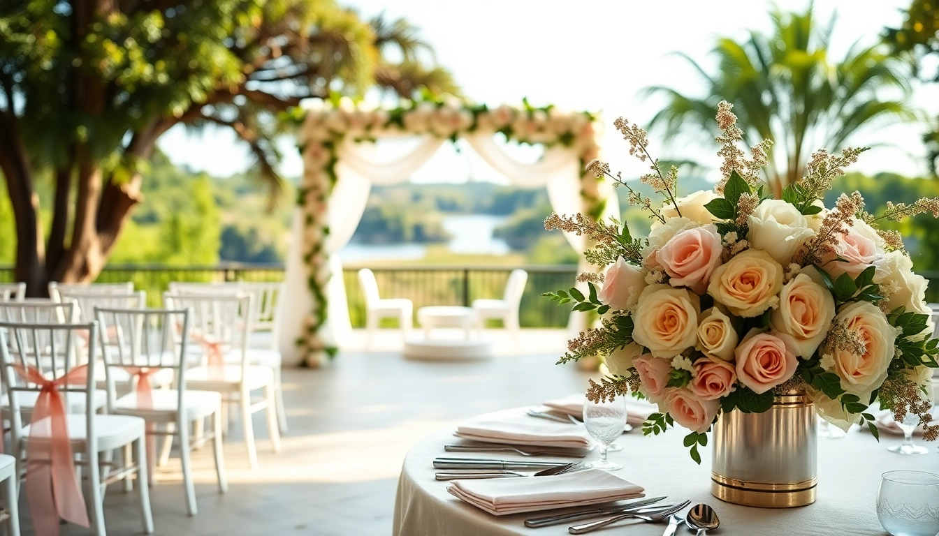 Stunning décor at a Jacksonville Wedding Venue showcasing a romantic ceremony and lush greenery.