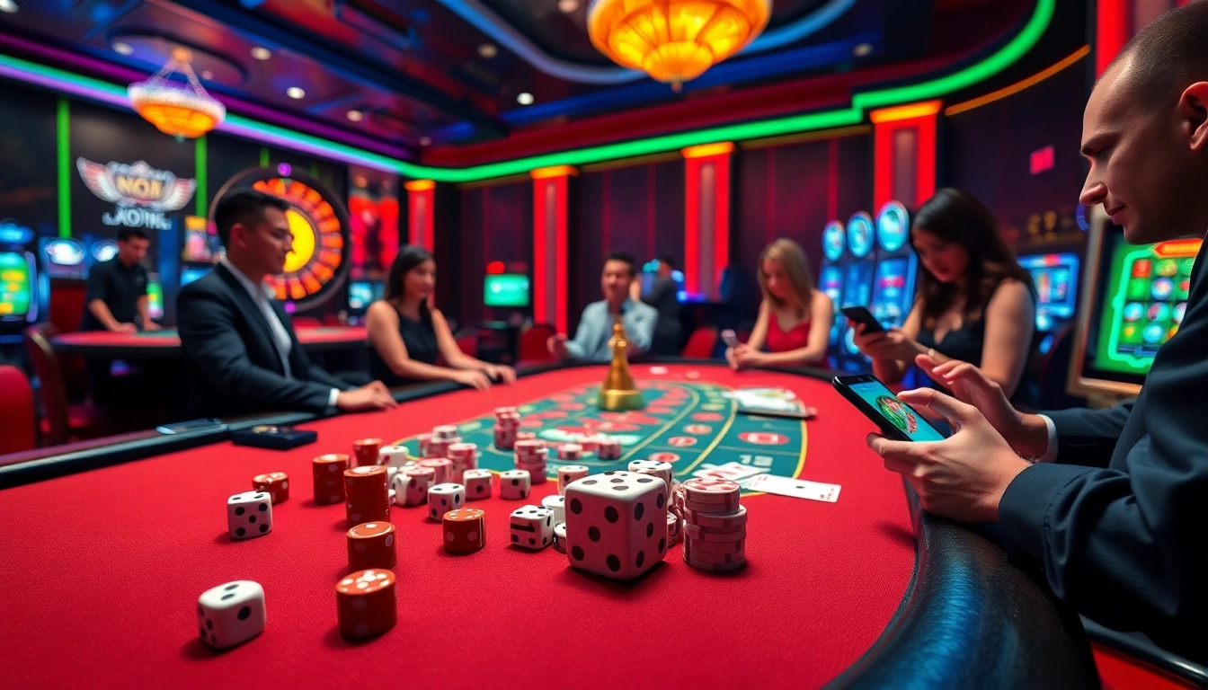 Experience the thrill of tải game 33win with vibrant casino tables, poker chips, and lively gameplay.