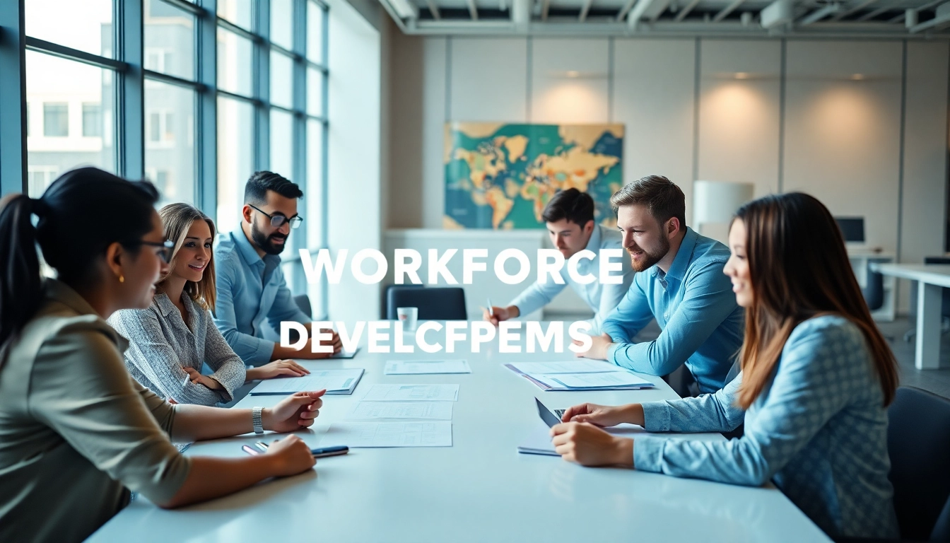 Promoting workforce development through team collaboration in a vibrant office setting.