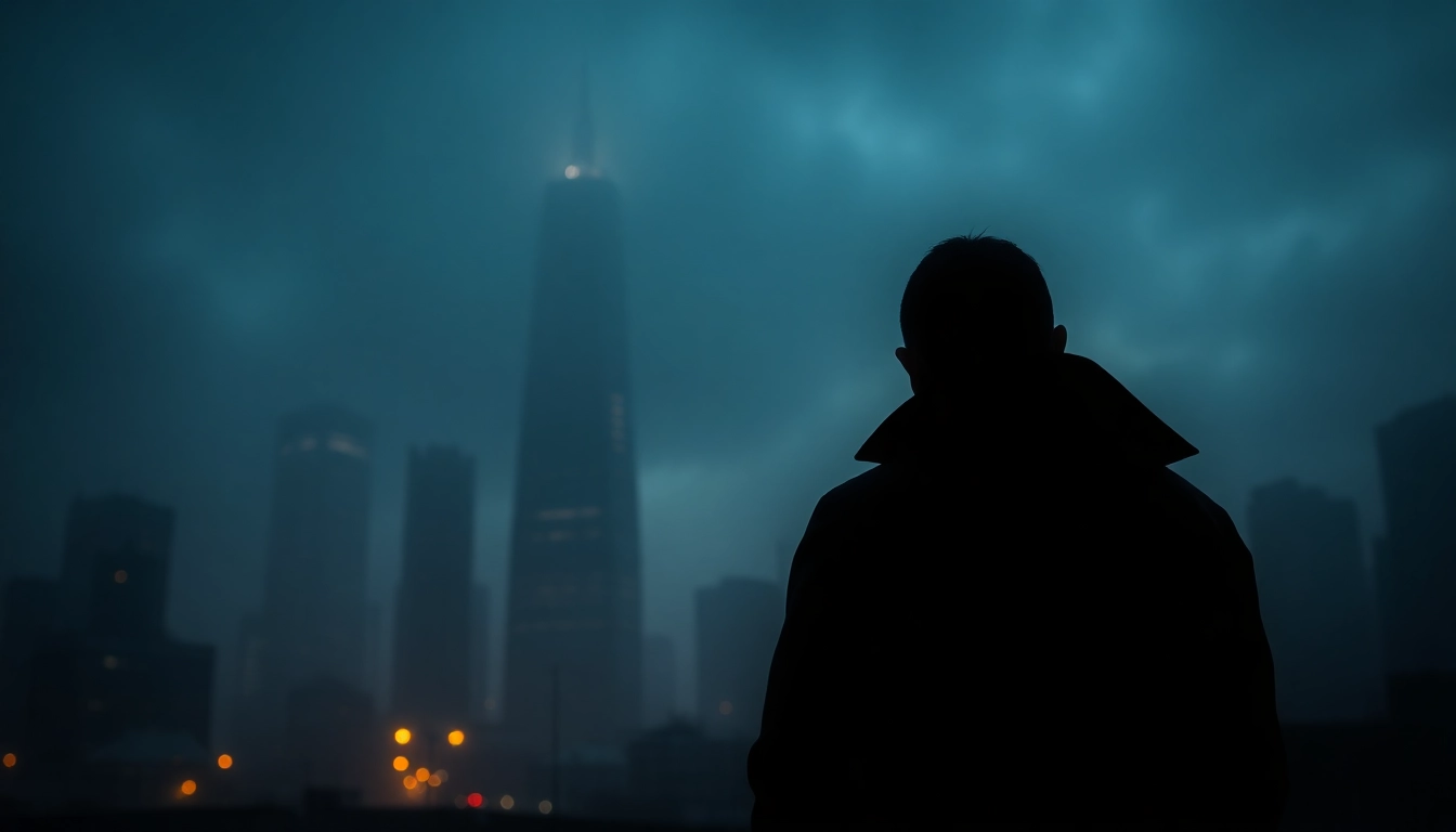 Engaging clean thriller book cover featuring a mysterious silhouette and city skyline.