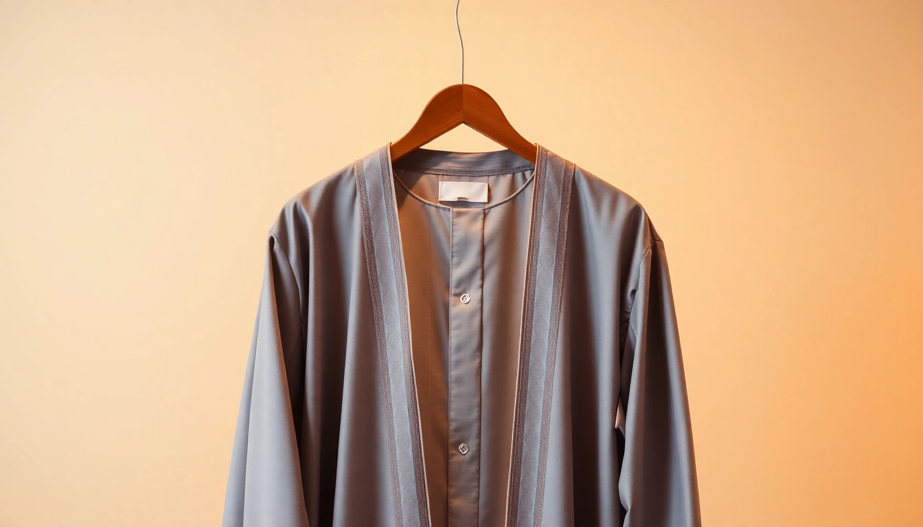 Explore the elegance of Omani jubbah showcasing intricate craftsmanship and premium fabric.