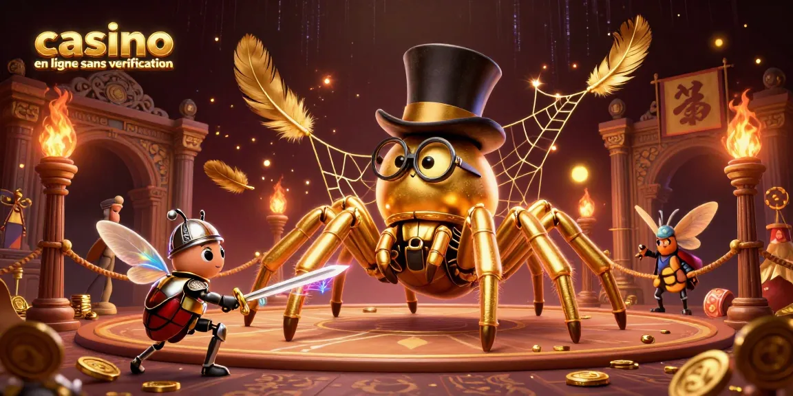 Admirez ce casino en ligne sans vérification avec une scène colorée de personnages fascinants et d'éléments de jeu captivants.