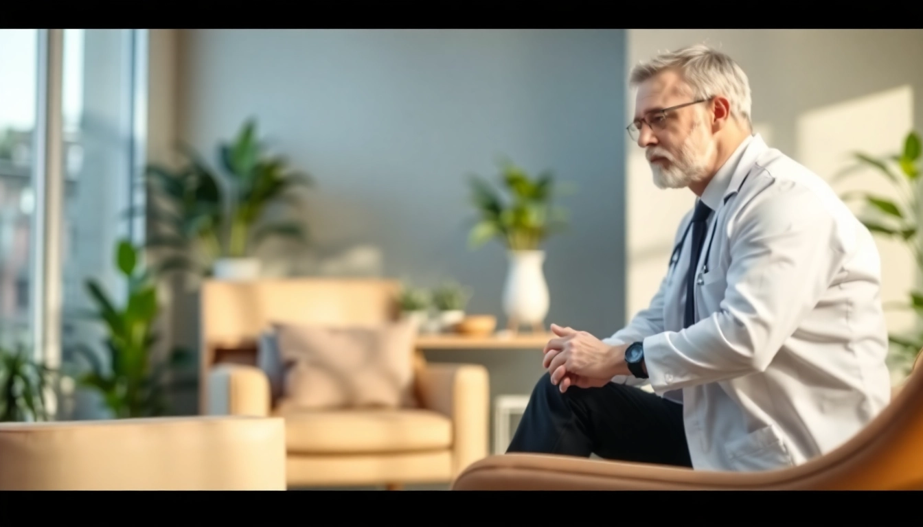 Psychiatrists in Dubai engaging in a warm and professional conversation in a calming office setting.