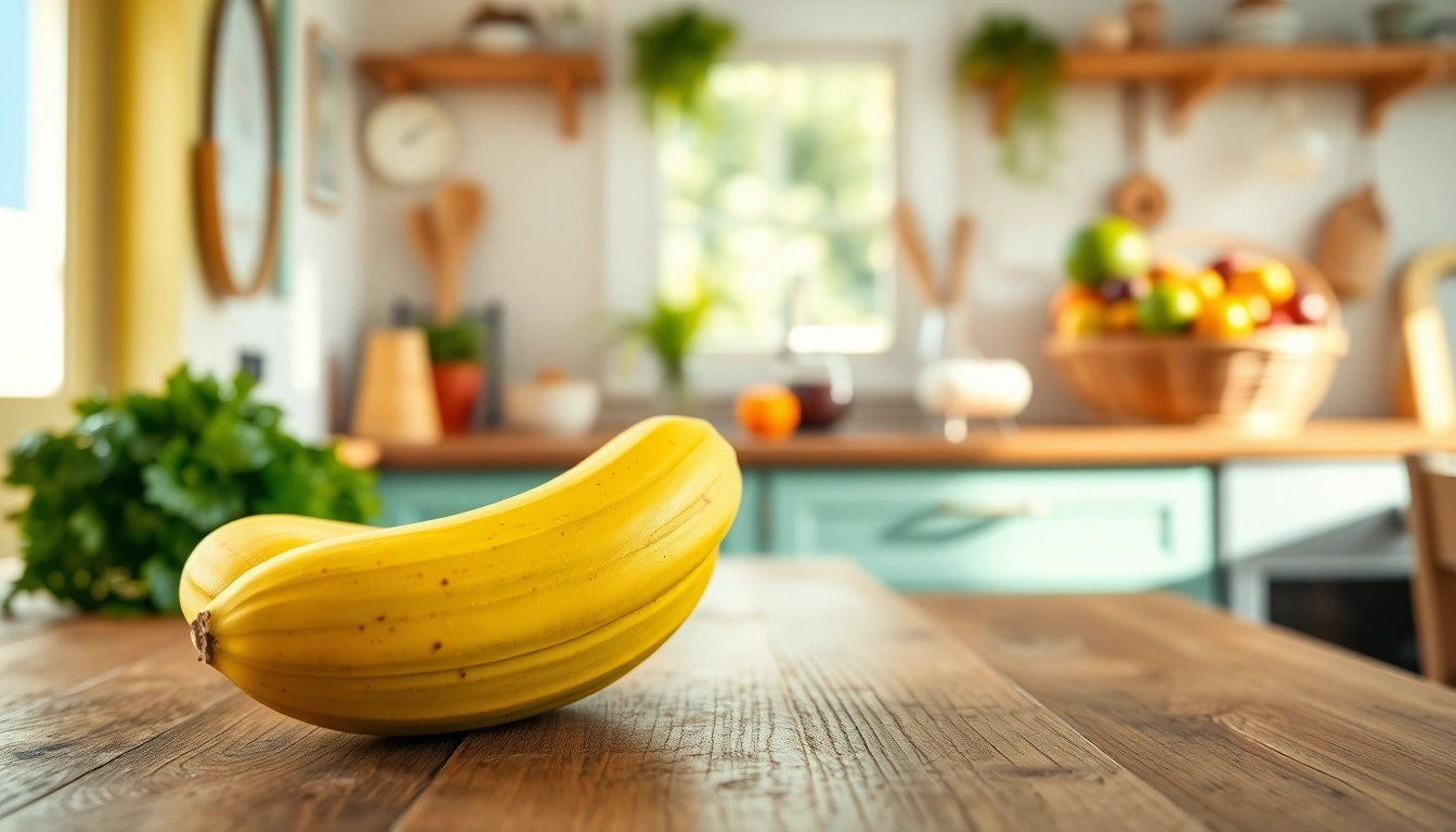 Enjoy vibrant nano banana set against a warm kitchen backdrop highlighting freshness and flavor.