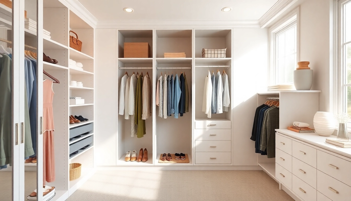 Closets designed for efficiency showcase innovative shelving and storage solutions for tidy organization.