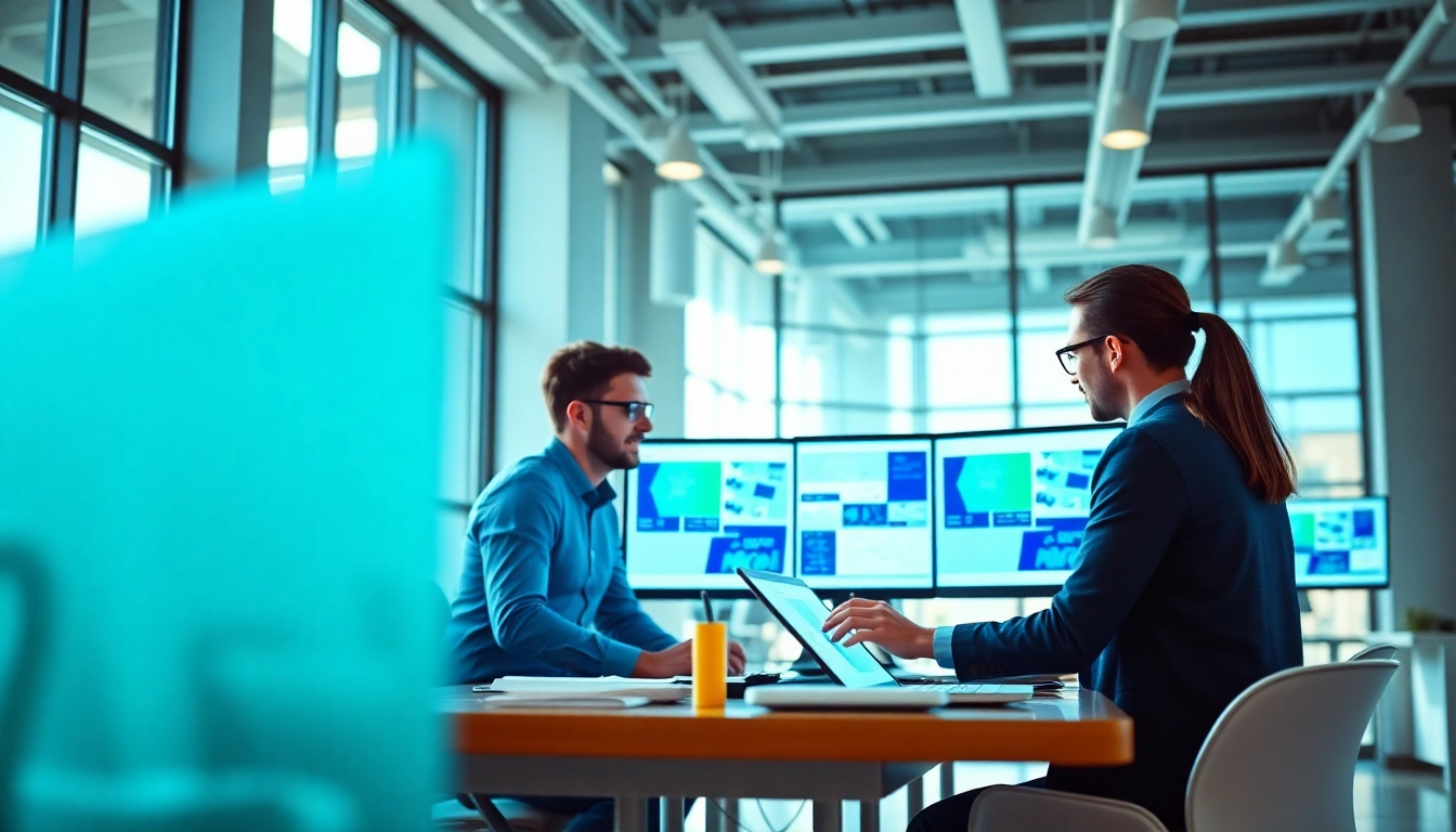 Engaged team focusing on edmonton web design in a modern office environment.