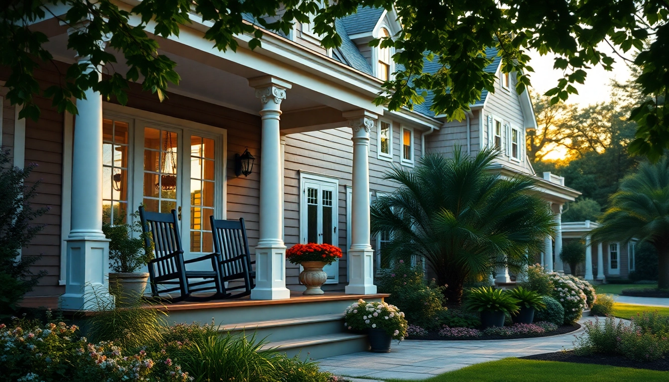Elegant cape cod home featuring a spacious porch and lush garden, radiating warmth.