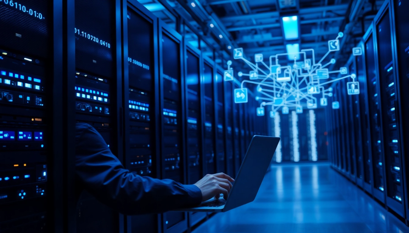 Visual representation of NAS & SAN Storage Deployment in a modern data center with a focus on technology.