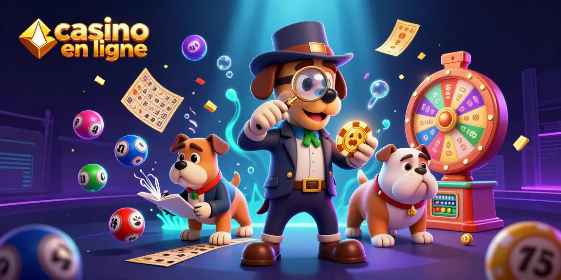 Gagnez avec casino en ligne grâce à des indices en or et des jeux colorés dans une illustration dynamique.