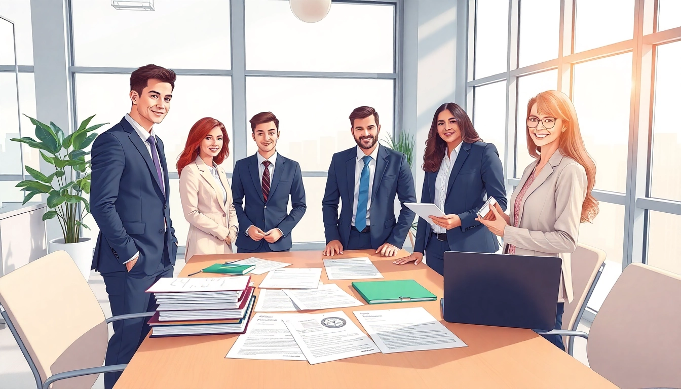 Engaging image of a professional team providing registered agent service in an office