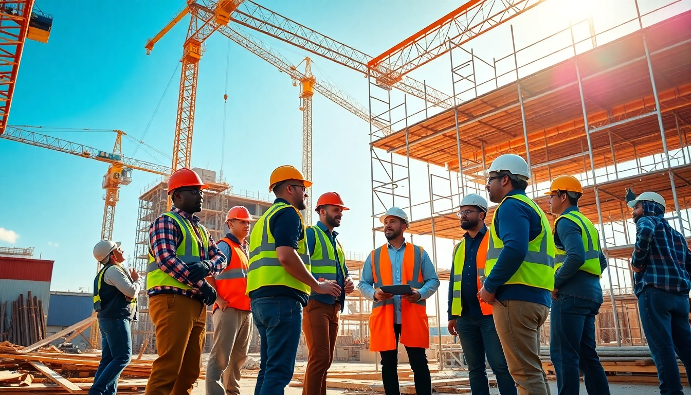 New Jersey General Contractor overseeing a busy construction site with teamwork displayed.