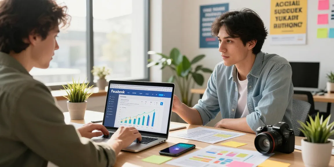 Engaging social media marketing workspace showcasing strategies to attract authentic Facebook page likes.