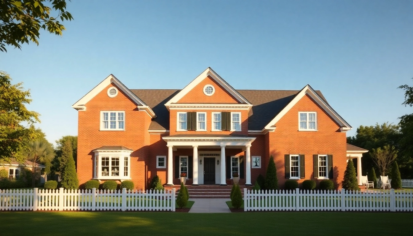 Showcasing colonial home new build construction with classic features in a picturesque setting.