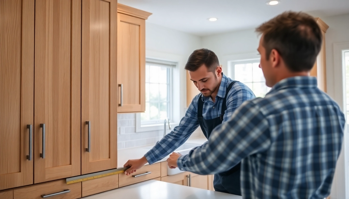 Cabinet Refacing Clearwater FL service in action with new veneers and hardware.