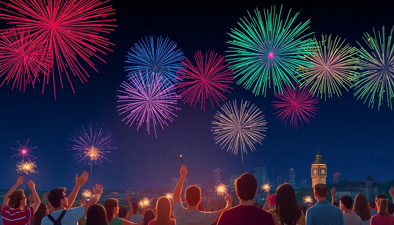 Experience the vibrant fireworks display at https://5starfireworks.co.uk with colorful bursts lighting up the night sky.