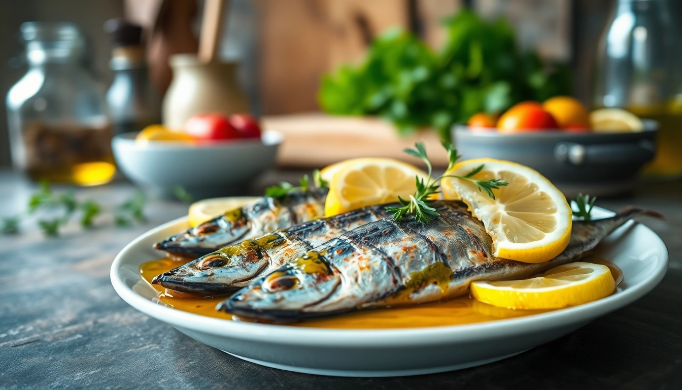 Disfruta omega 3 sardianas en un plato atractivo con aceite de oliva y limón.