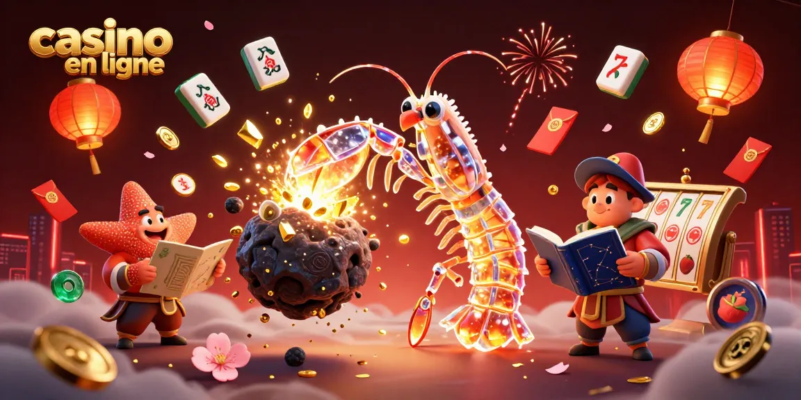 Une scène dynamique illustrant des personnages de casino en ligne, avec des gemmes et des pièces d'or, captivant l'attention des joueurs.