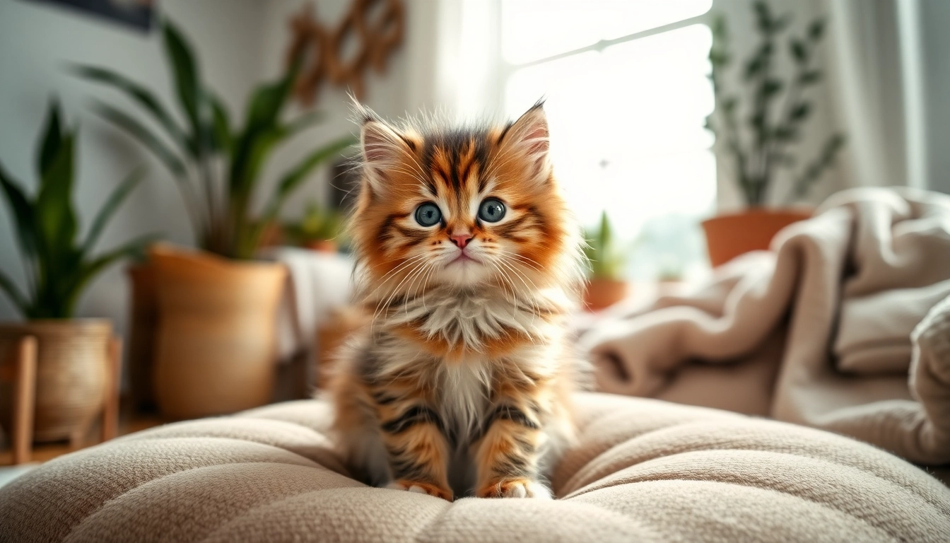 Maine Coon kittens for sale California, showcasing a fluffy kitten in a cozy indoor setting.