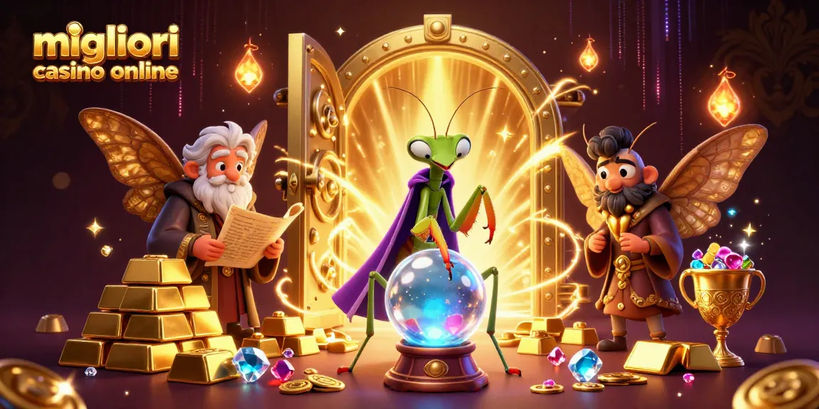 Scopri i migliori casino online con una scena vibrante di veggenti e tesori scintillanti.