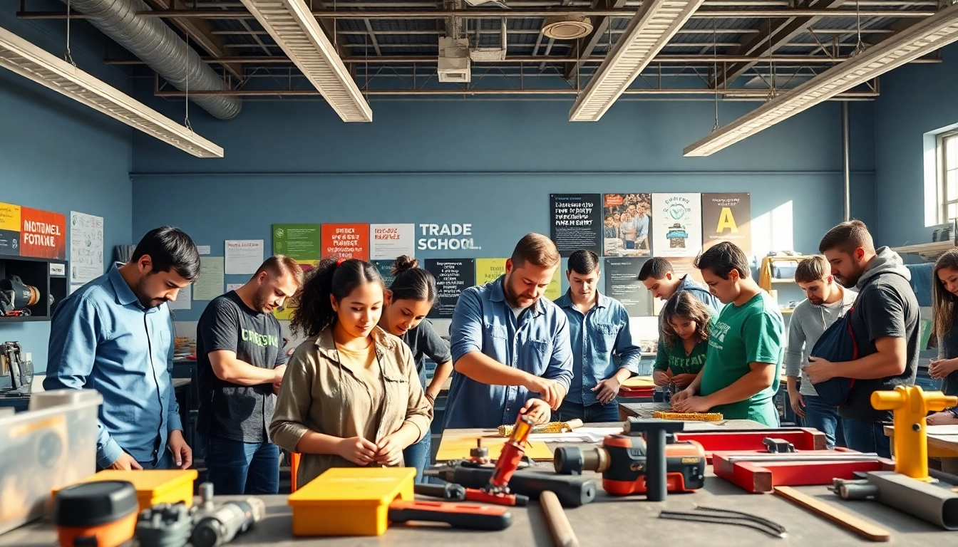 Engaged students in trade schools in Hawaii learning hands-on skills in a collaborative setting.