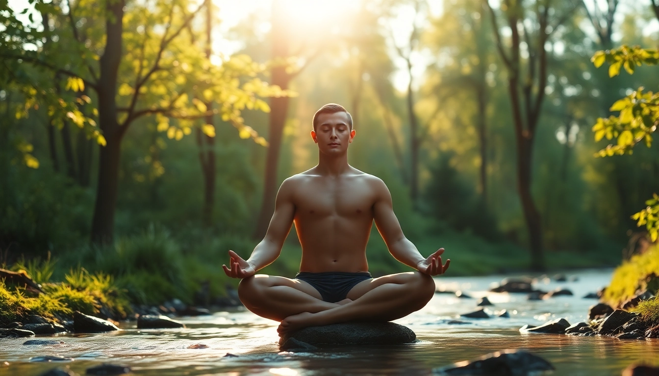 Meditative scene illustrating Hubungan Pikiran dan penyakit, emphasizing tranquility and mental wellness.