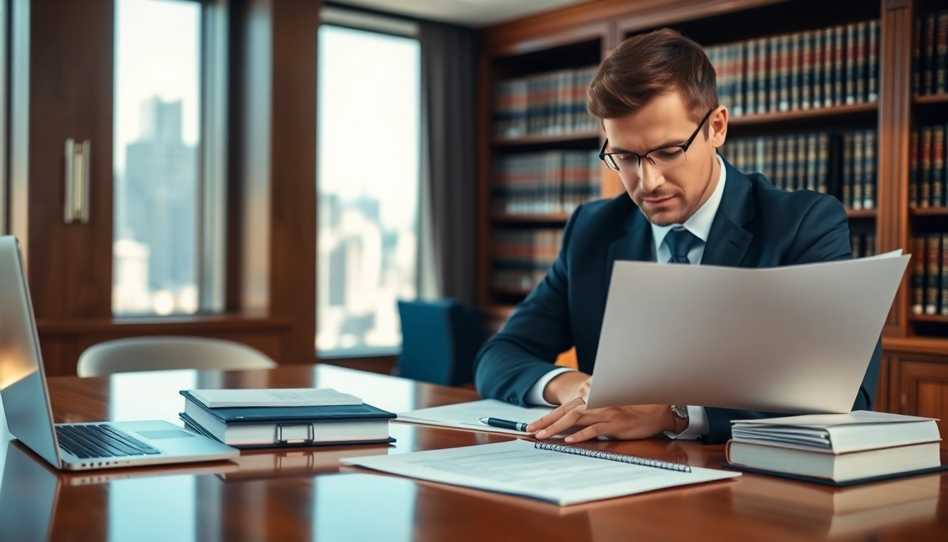 Trustworthy attorney at https://www.agslawfirm.com reviewing legal documents in a modern office.