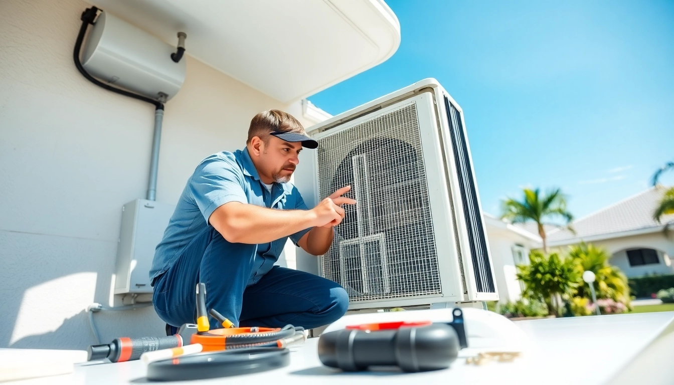 Expert technician performing HVAC Repair Tampa service on air conditioning unit.