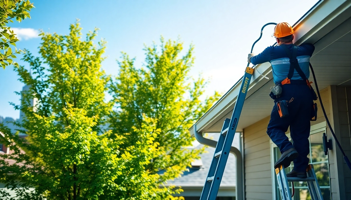 Gutter cleaning Seattle WA service in action at a residential building