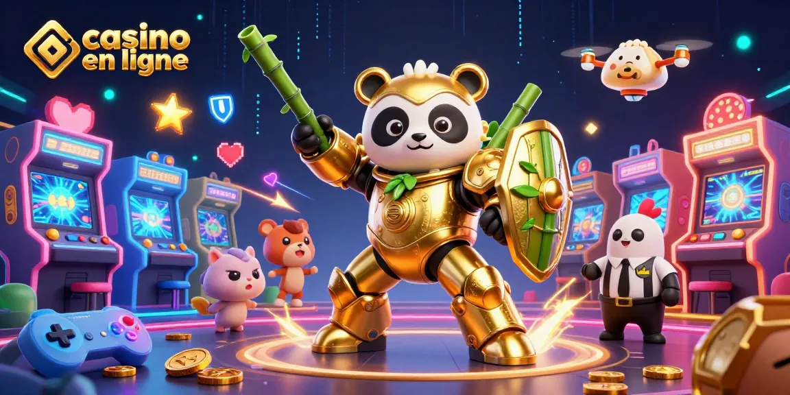 Jouer à casino en ligne avec le panda doré dans un environnement dynamique de jeux d'arcade.