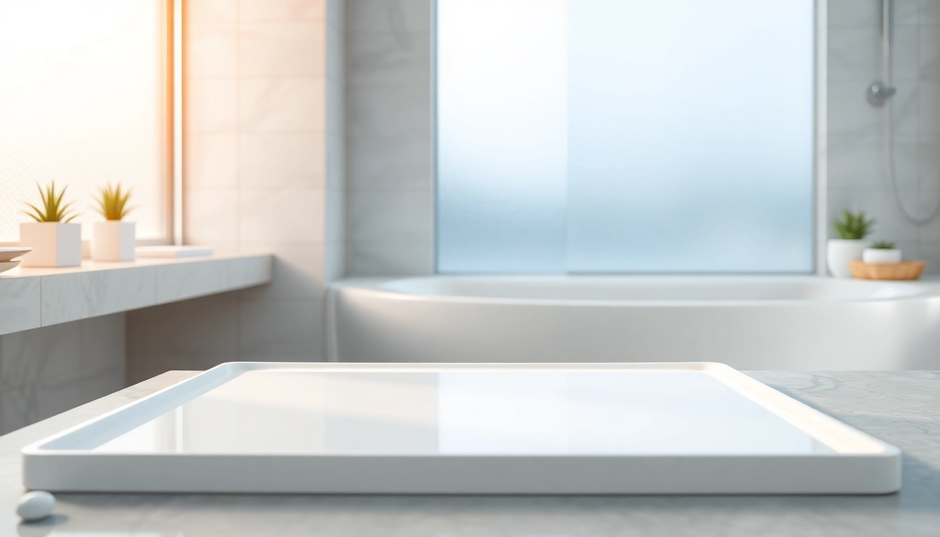 Piatto doccia elegante in un bagno moderno con finiture minimaliste.