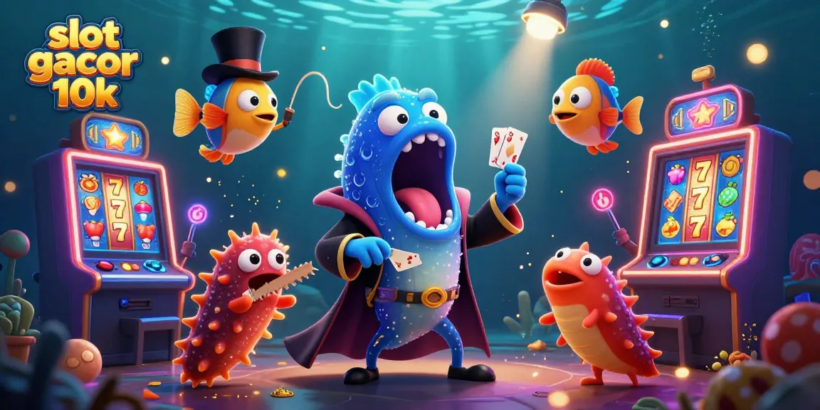 Engaging slot gacor 10k scene with vibrant characters and neon gaming elements