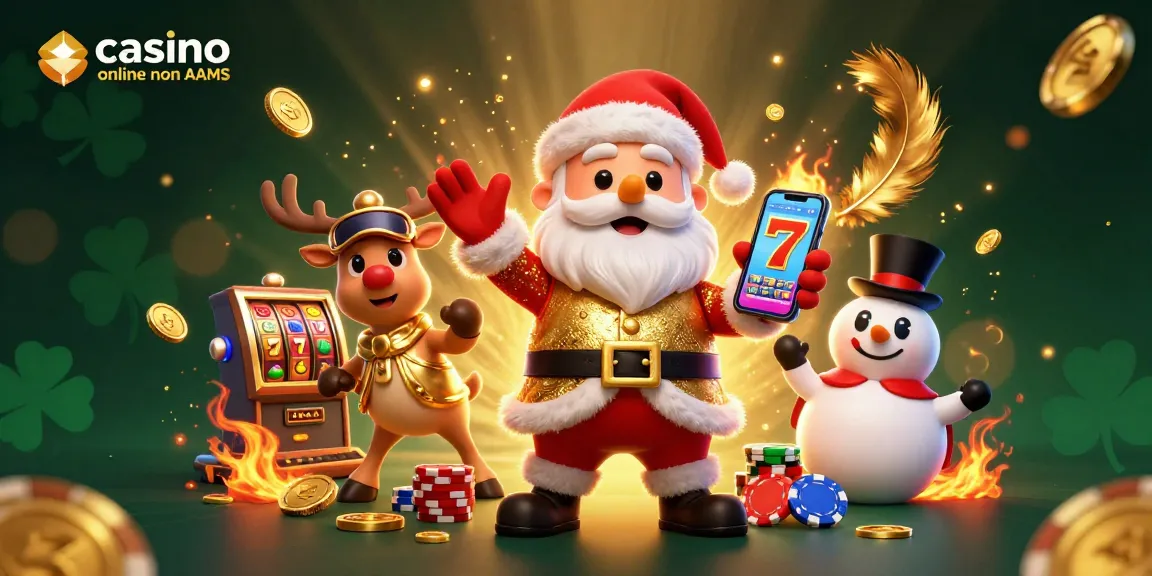Esplora il jackpot in un casinò online non AAMS con l'atmosfera festosa di un Babbo Natale 3D e i suoi amici, tra slot e monete d'oro.