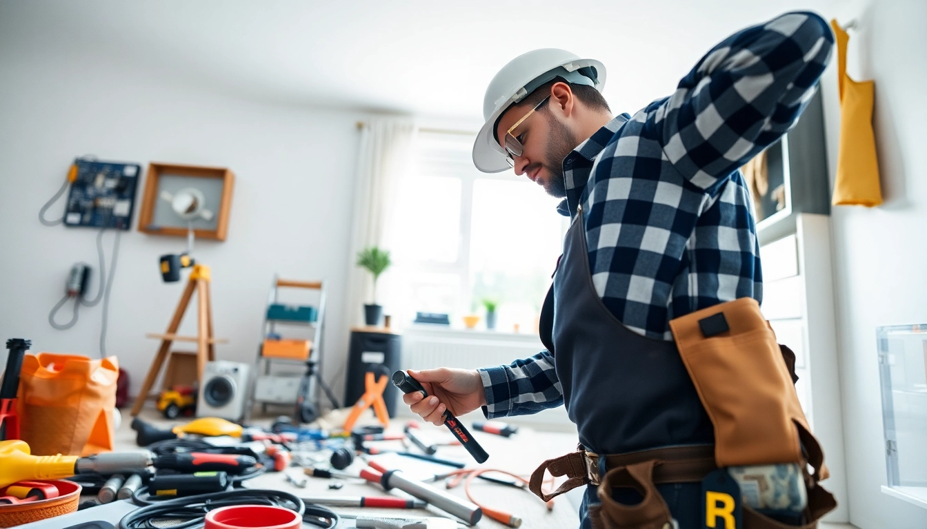 Efficient electrician delivering electrical services vancouver in a bright, professional setting with essential tools.