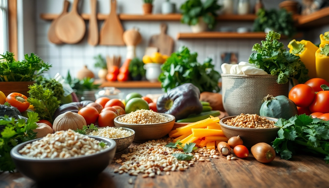 Enhance your culinary creativity with dishfacts.com; fresh ingredients displayed on a rustic kitchen table.