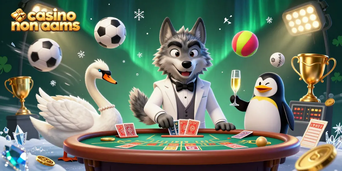 Gioca nei migliori casinò non AAMS con un lupo elegante al tavolo di baccarat e una diva che distribuisce carte.