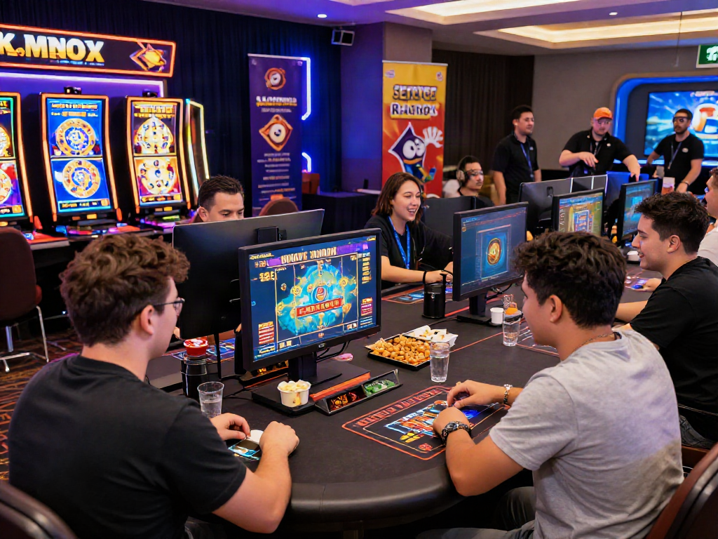 Players enjoying a lively gaming atmosphere featuring slot server kamboja.
