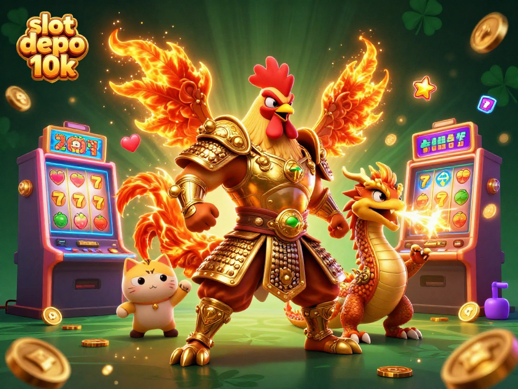 Batalkan keberuntungan slot depo 10k dengan keberanian karakter ayam jantan 3D yang berperang.