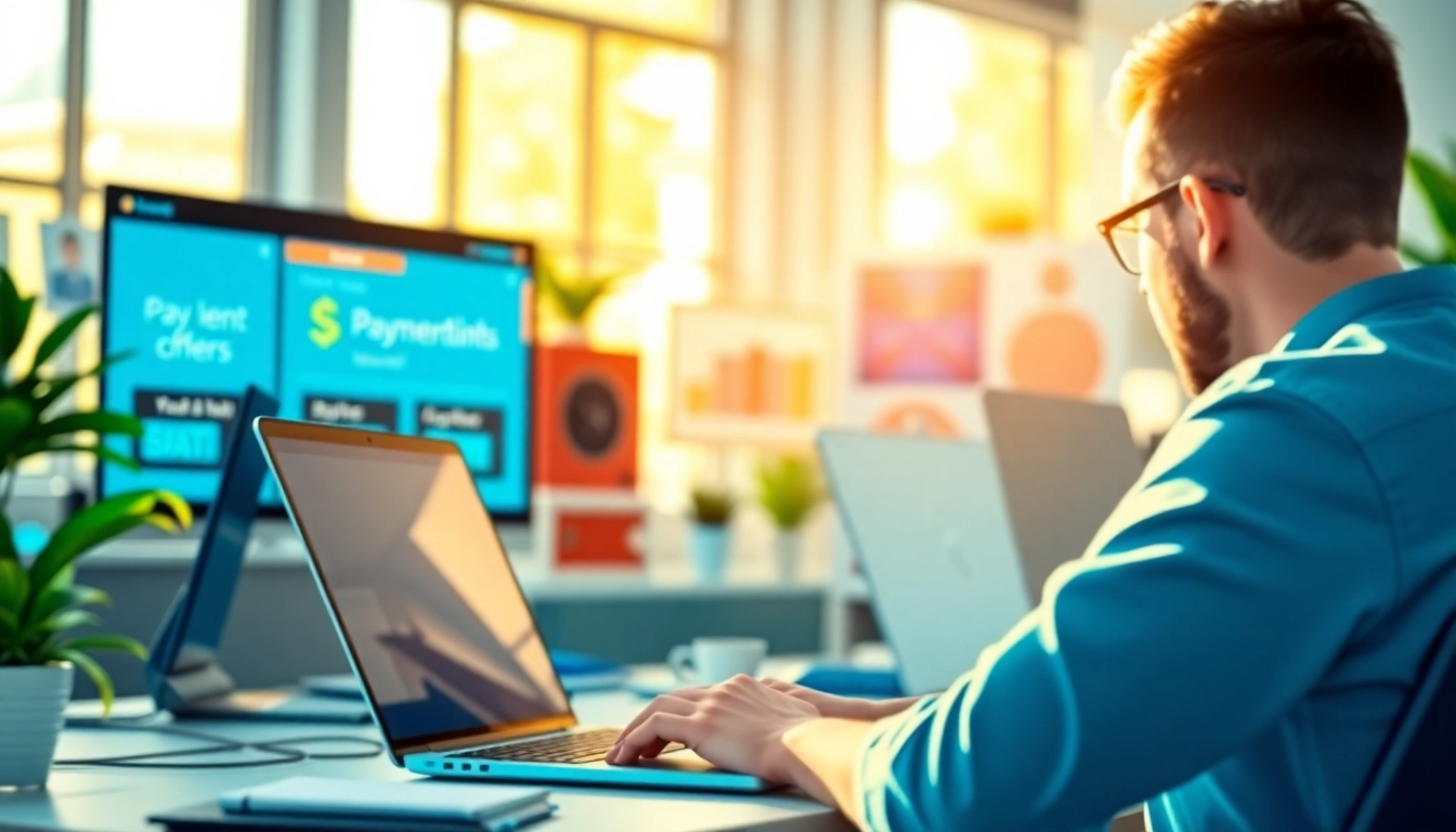Showcasing innovative payment links for content creators in a vibrant workspace.