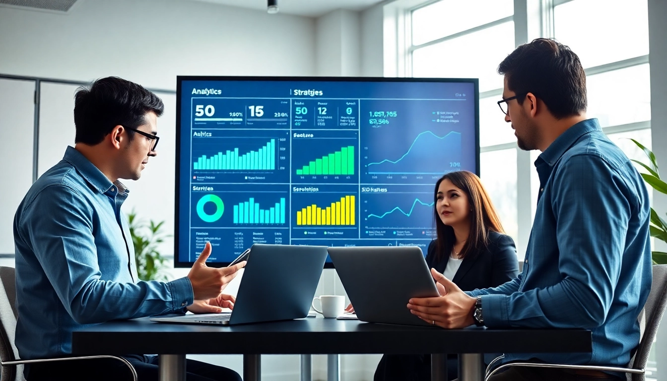 Enhance your Clearwater FL SEO strategy with a focused marketing team strategizing over analytics.
